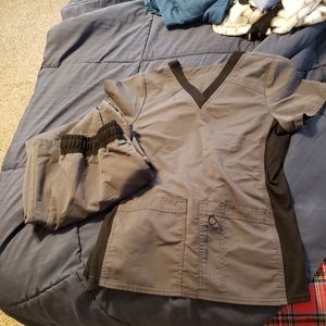 Grey and black scrub set